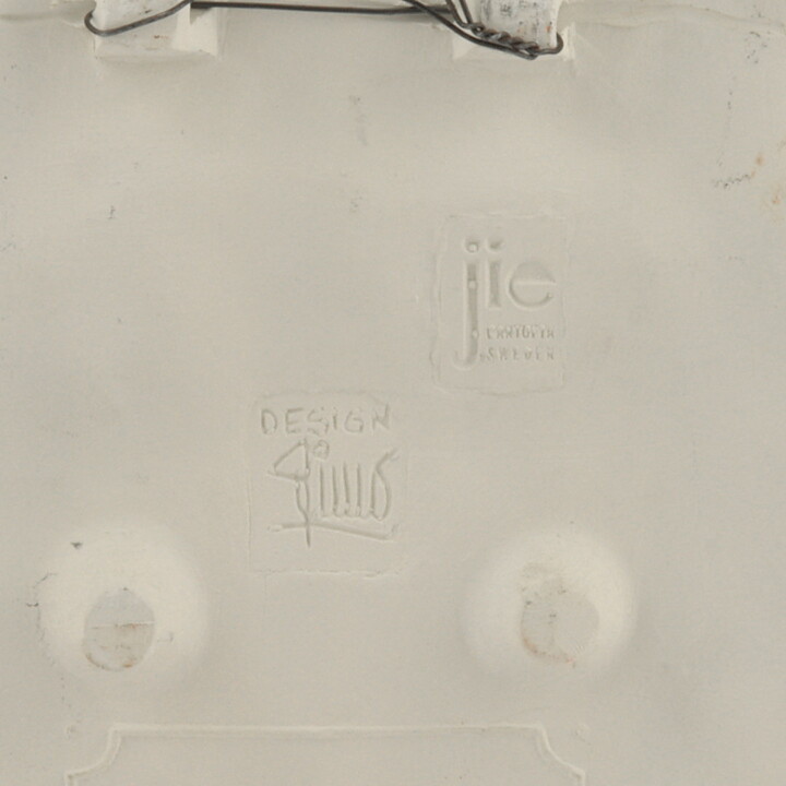 Aimo Nietosvuori (1970s) White Rectangular Wall Plaque with Flower Pot Motif 23 cm #867