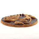 Gullvi Nilsson (1970s) Brown Relief Wall Plaque with Stylistic Bird Decor 26 cm