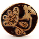 Gullvi Nilsson (1970s) Brown Relief Wall Plaque with Stylistic Bird Decor 26 cm