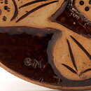 Gullvi Nilsson (1970s) Brown Relief Wall Plaque with Stylistic Bird Decor 26 cm