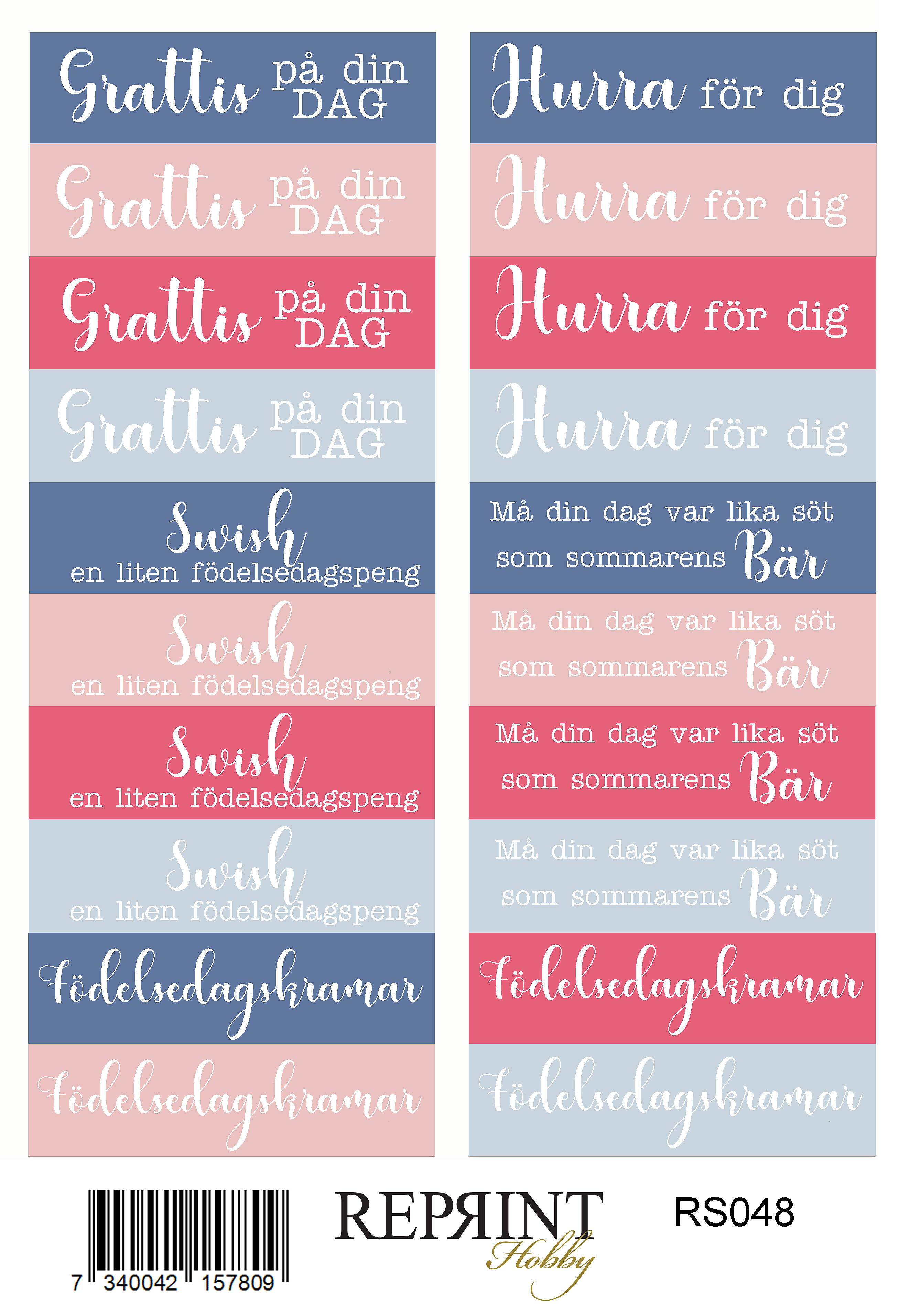 Stickers Reprint -Summer Garden Svensk text - 11x16 cm
