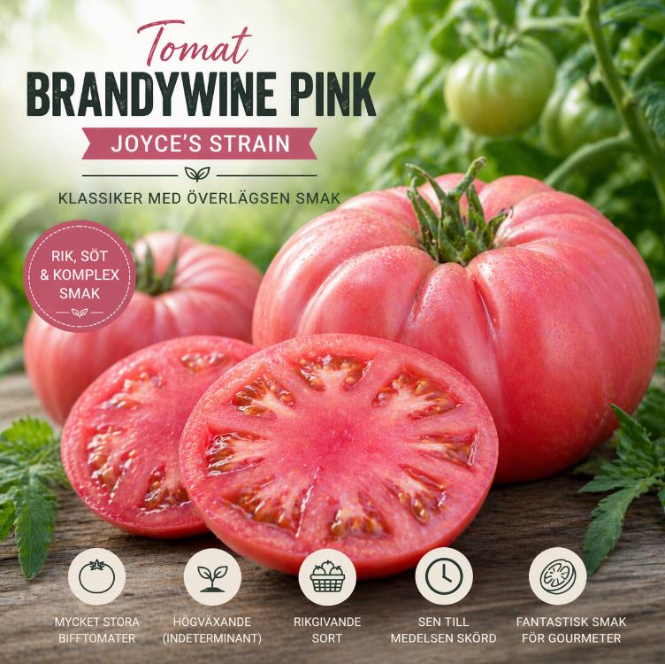 Tomat ‘Brandywine Pink – Joyce’s Strain’ – Klassisk bifftomat med överlägsen smak