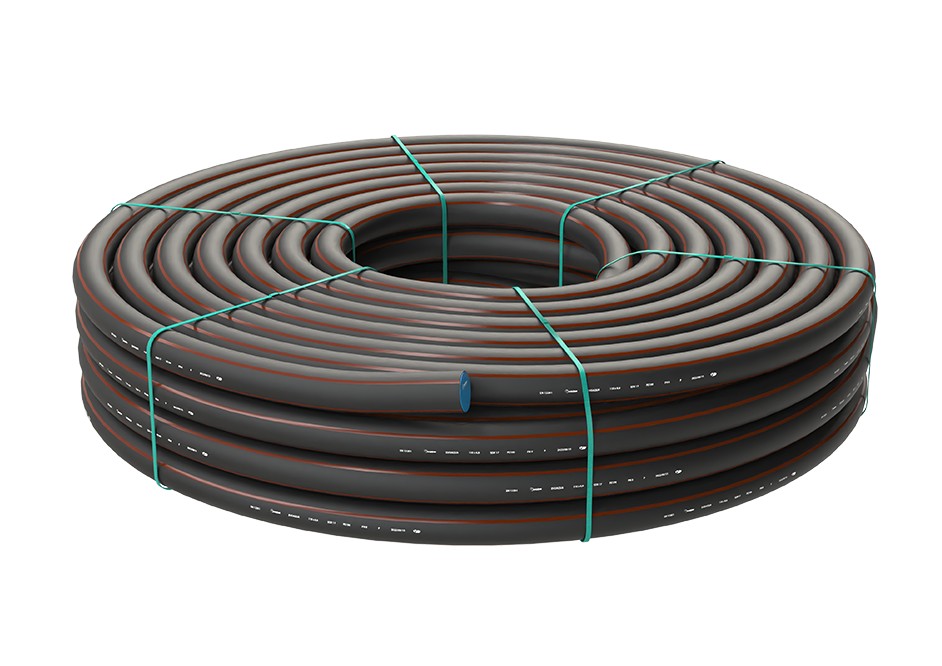 PE slang 40/3,7X50m EVO brun stripe SDR11 PN16 PE100RC