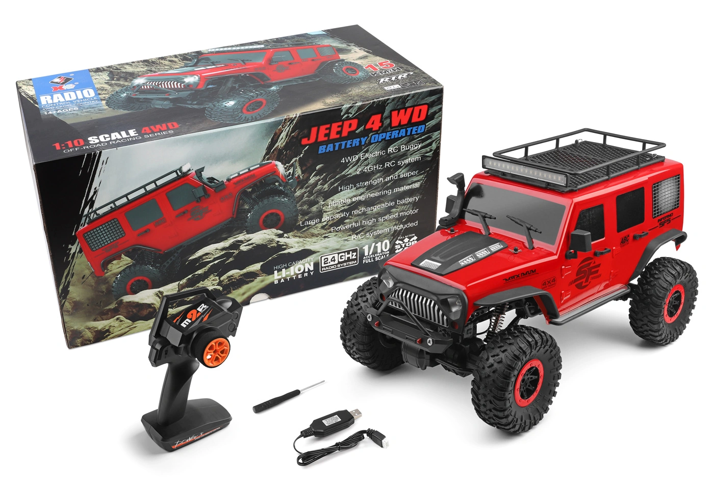 Jeep Crawler 4WD 1/10 RTR, Röd - 6