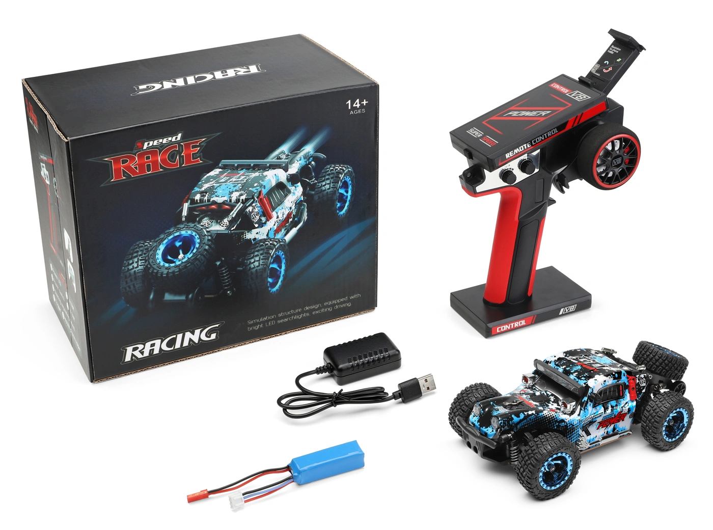 Off-Road 4WD 1/28 RTR, Blå - 6