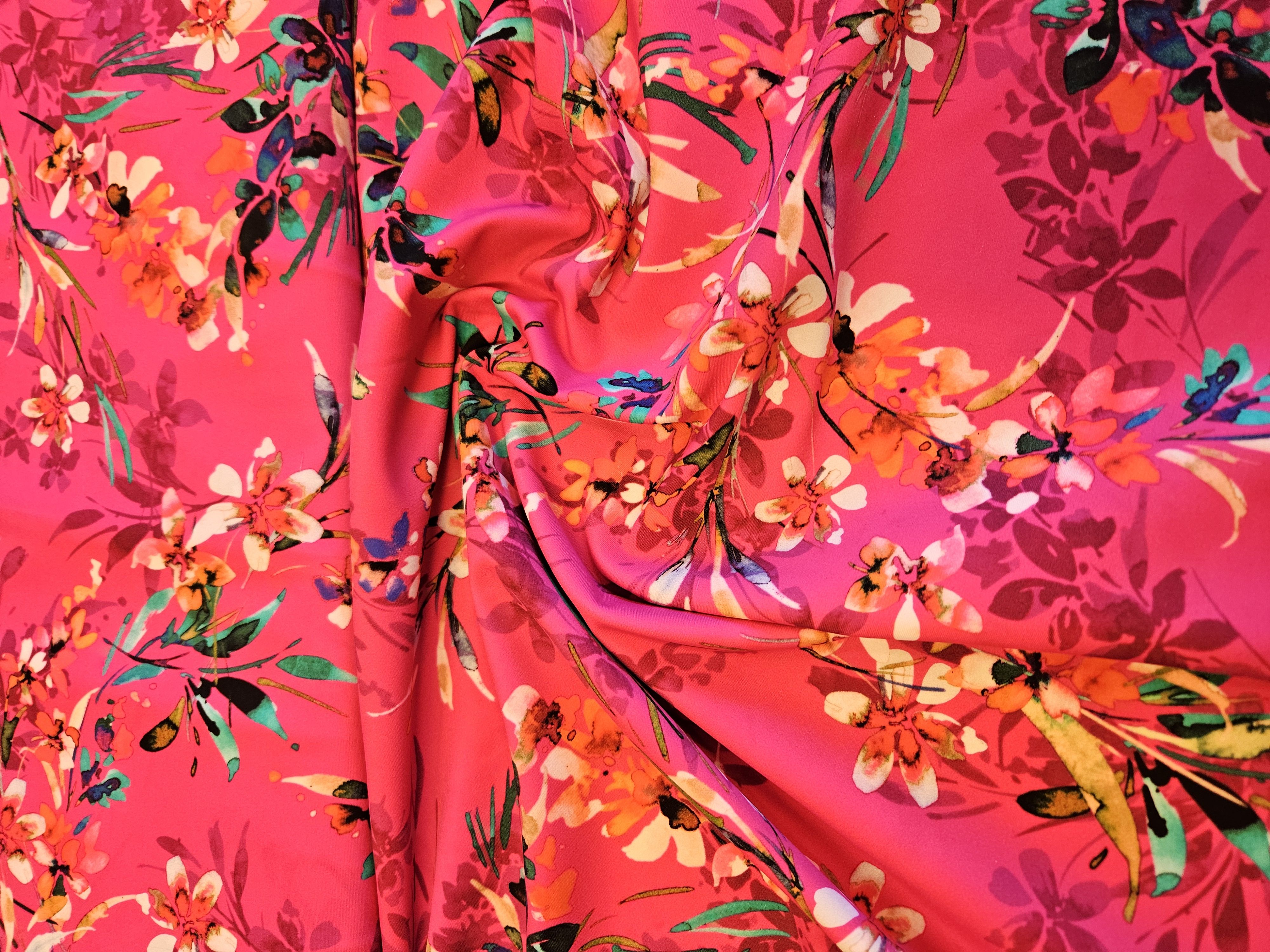 Cerise with beautiful flowers - swimwearlycra