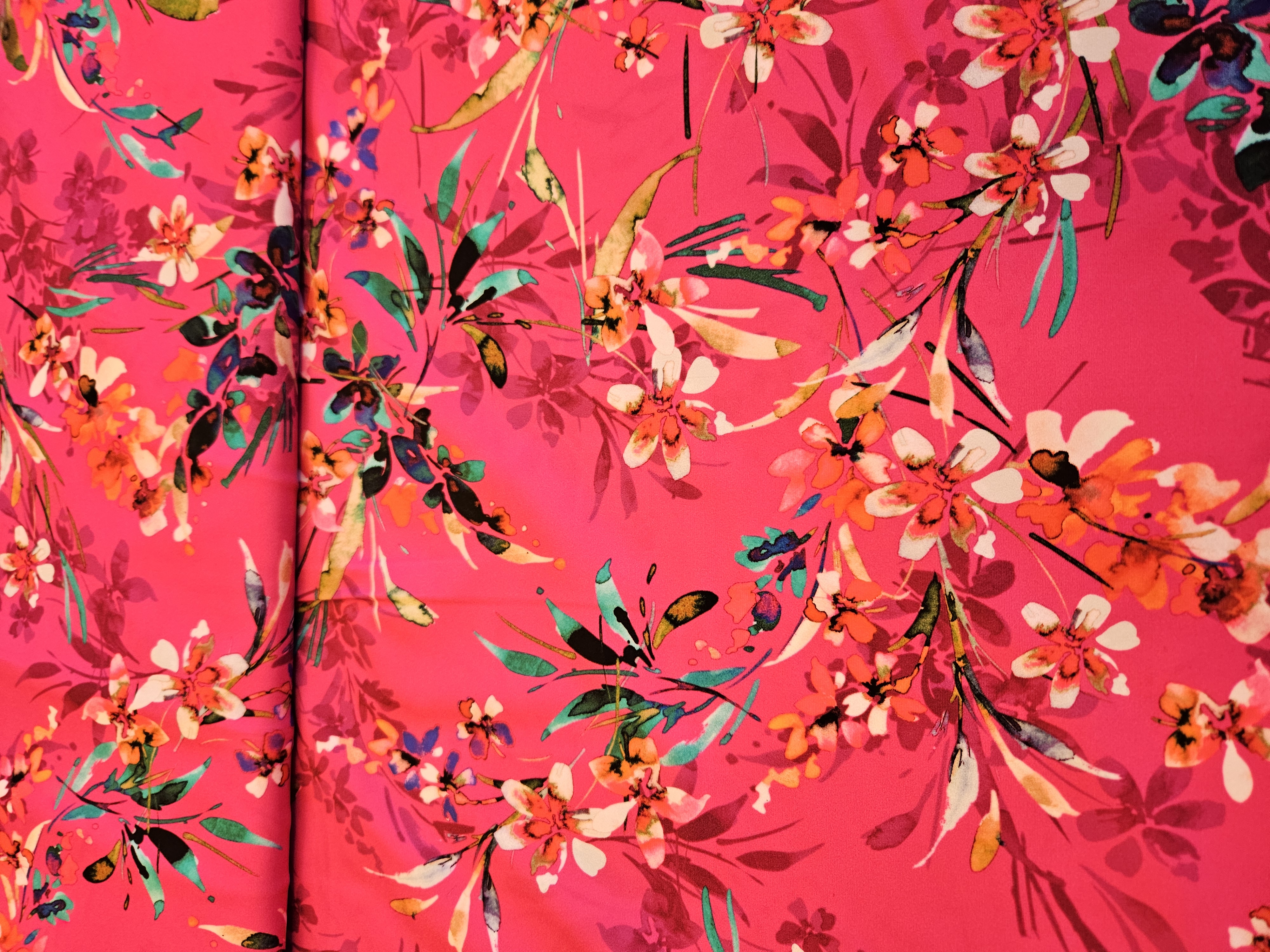 Cerise with beautiful flowers - swimwearlycra - 2