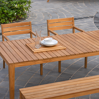 Gunnaröd Teak dining group with 4 chairs and 1 bench - Stockamöllan