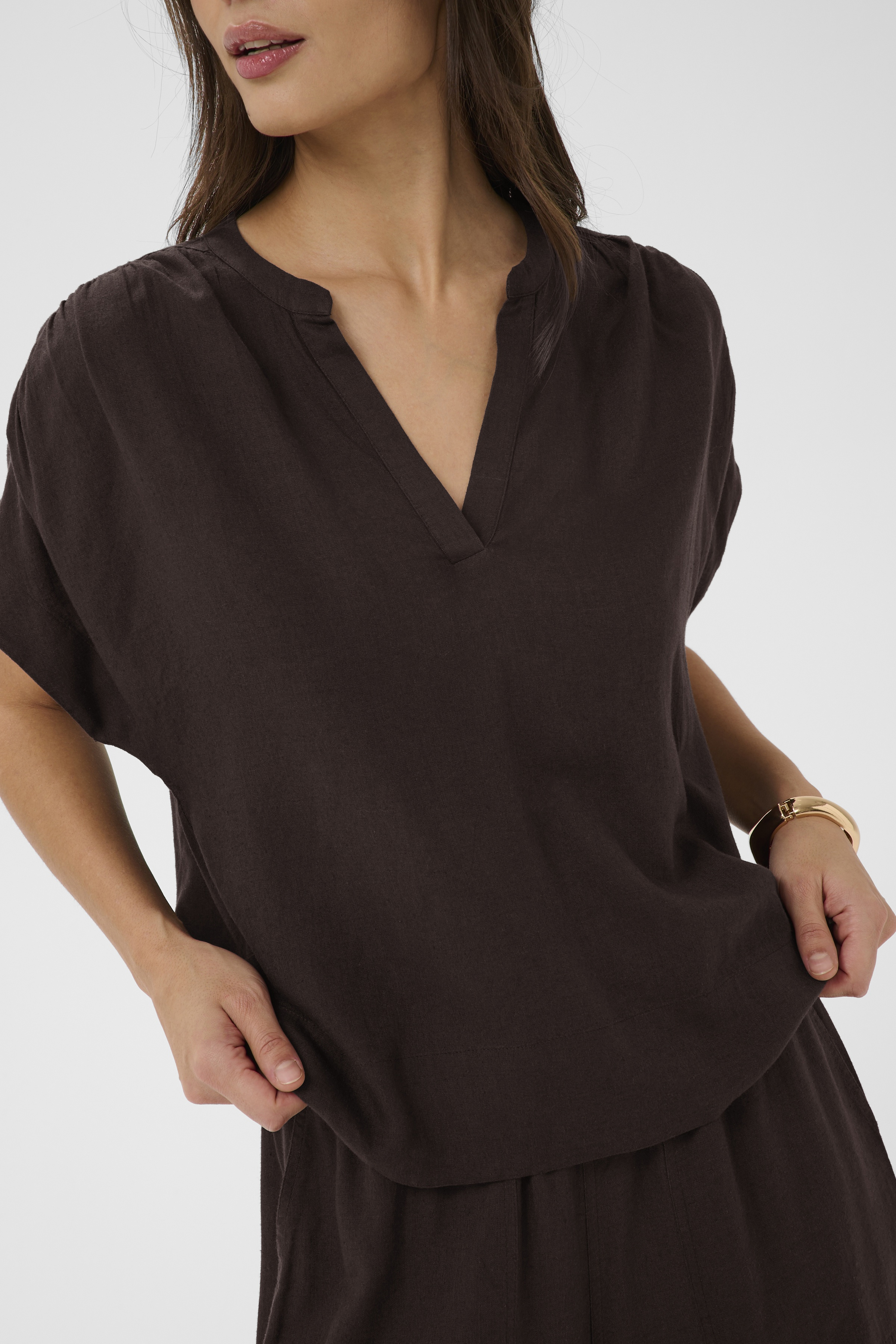 KAmilia Wing Blouse  Black Coffe Brun Linnetop