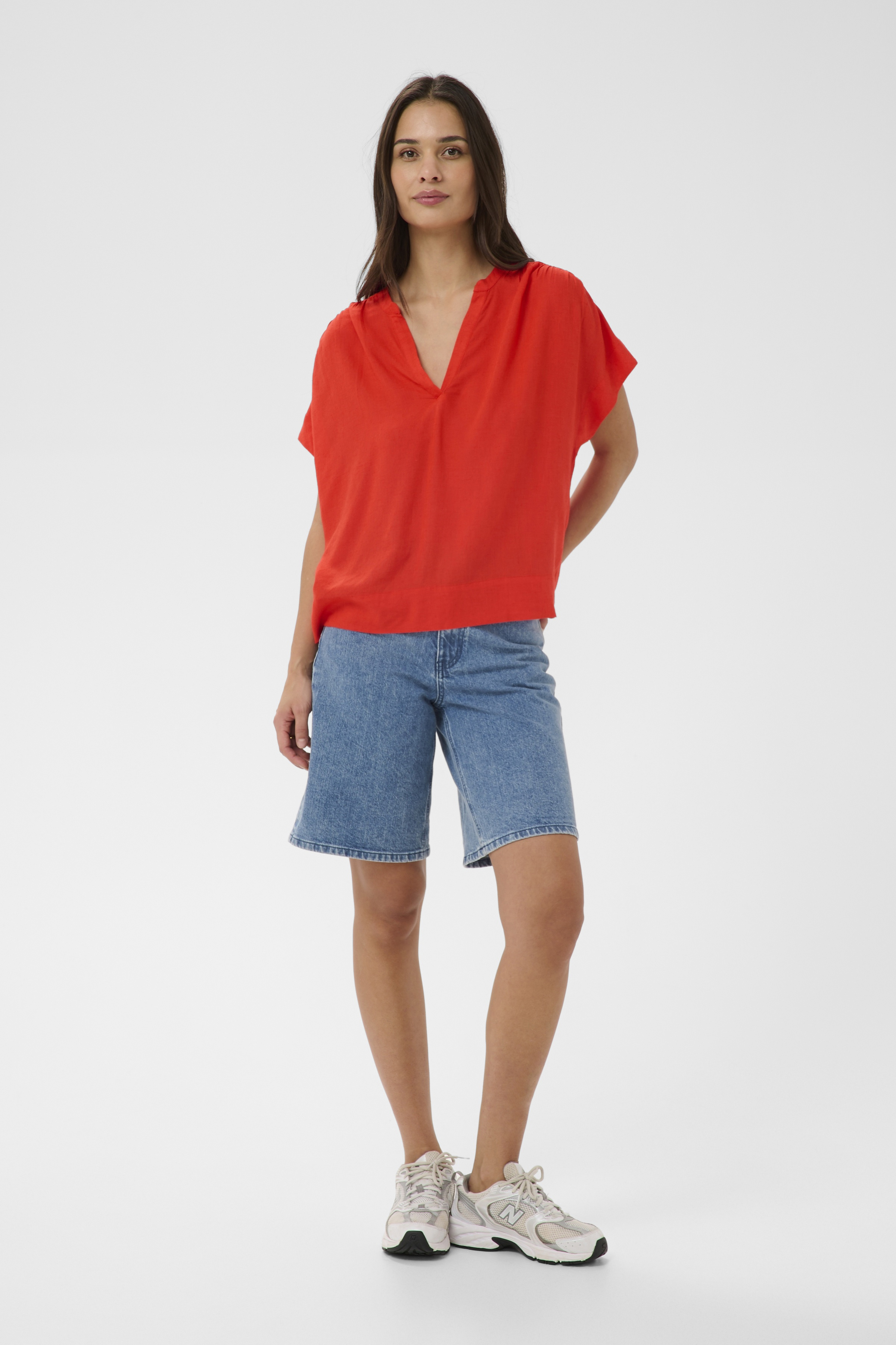 KAmilia Wing Blouse Poppy Red Röd Linnetop