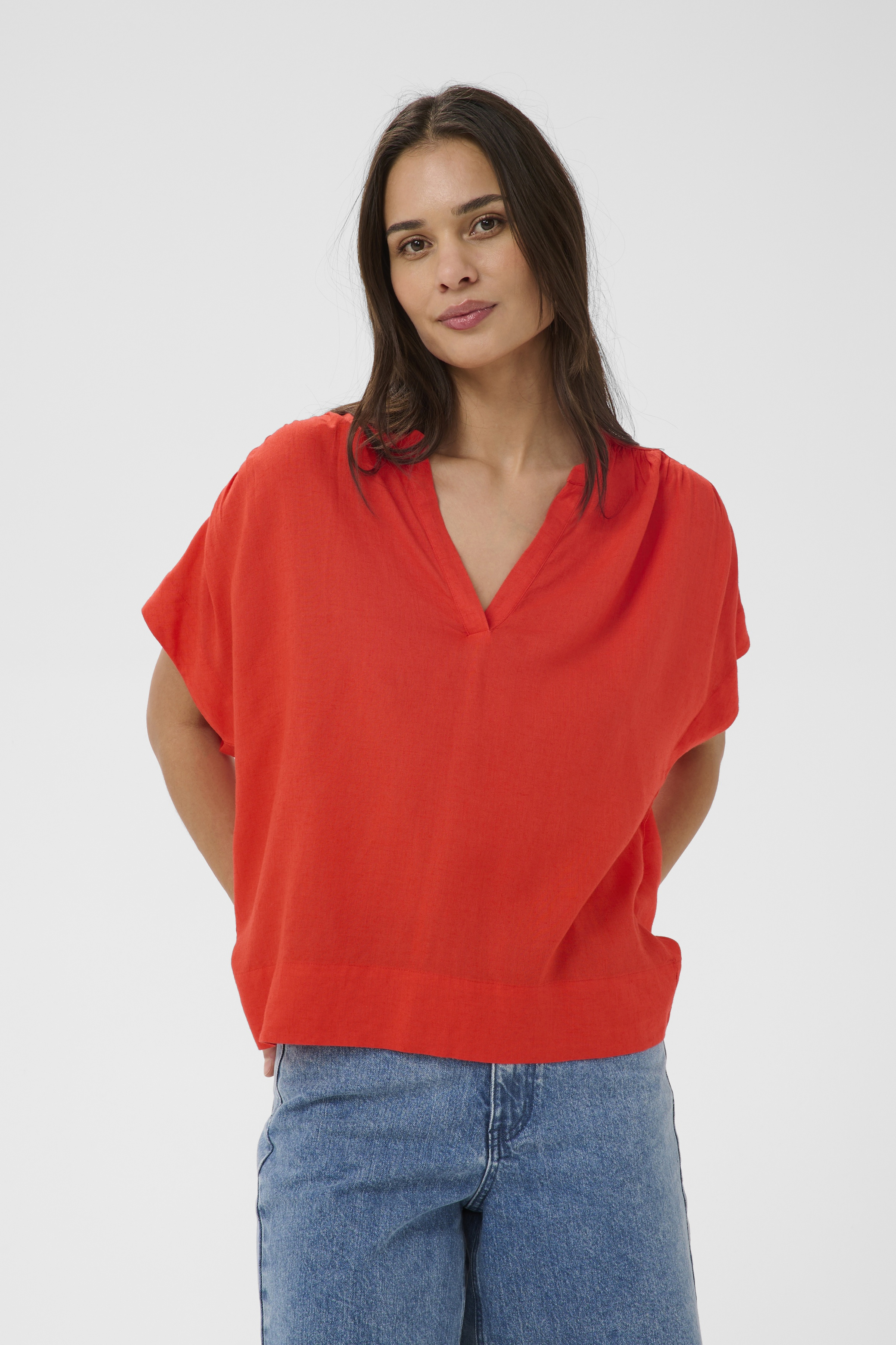 KAmilia Wing Blouse Poppy Red Röd Linnetop - 4