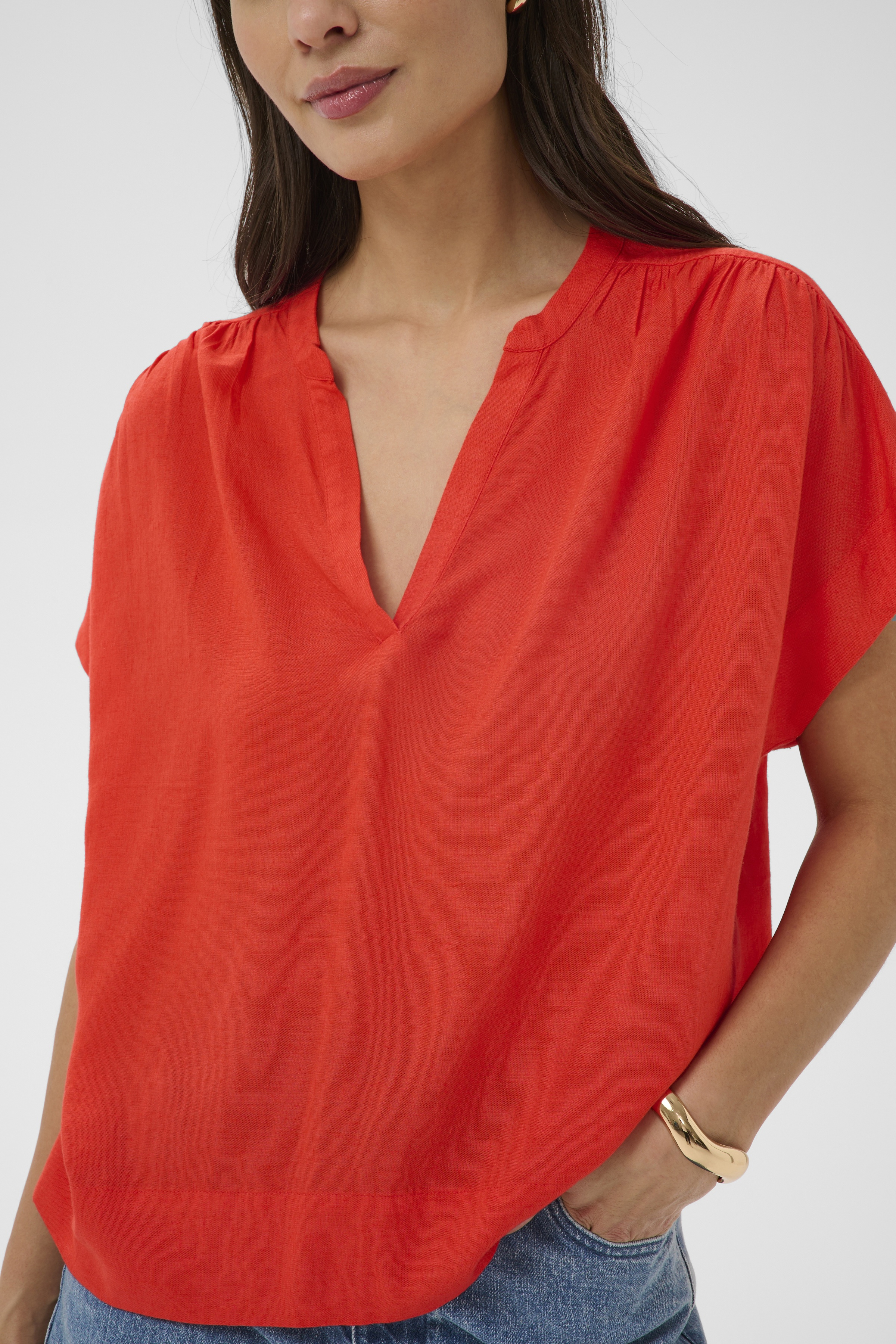 KAmilia Wing Blouse Poppy Red Röd Linnetop