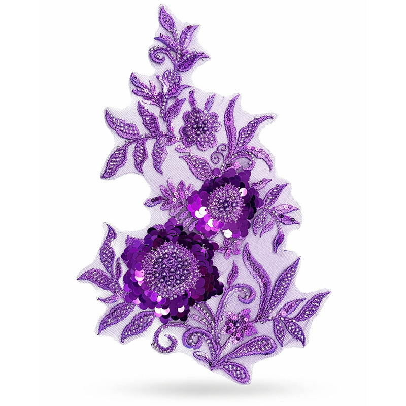 SPETS- PÄRL- & PALJETTAPPLIKATION - purple