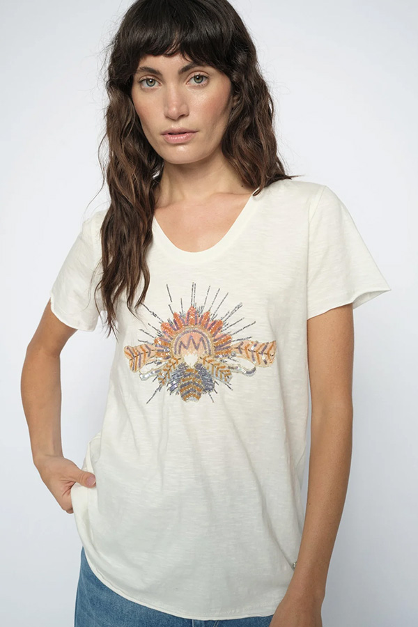 MMTonia O-SS Glam Tee Ecru - 2