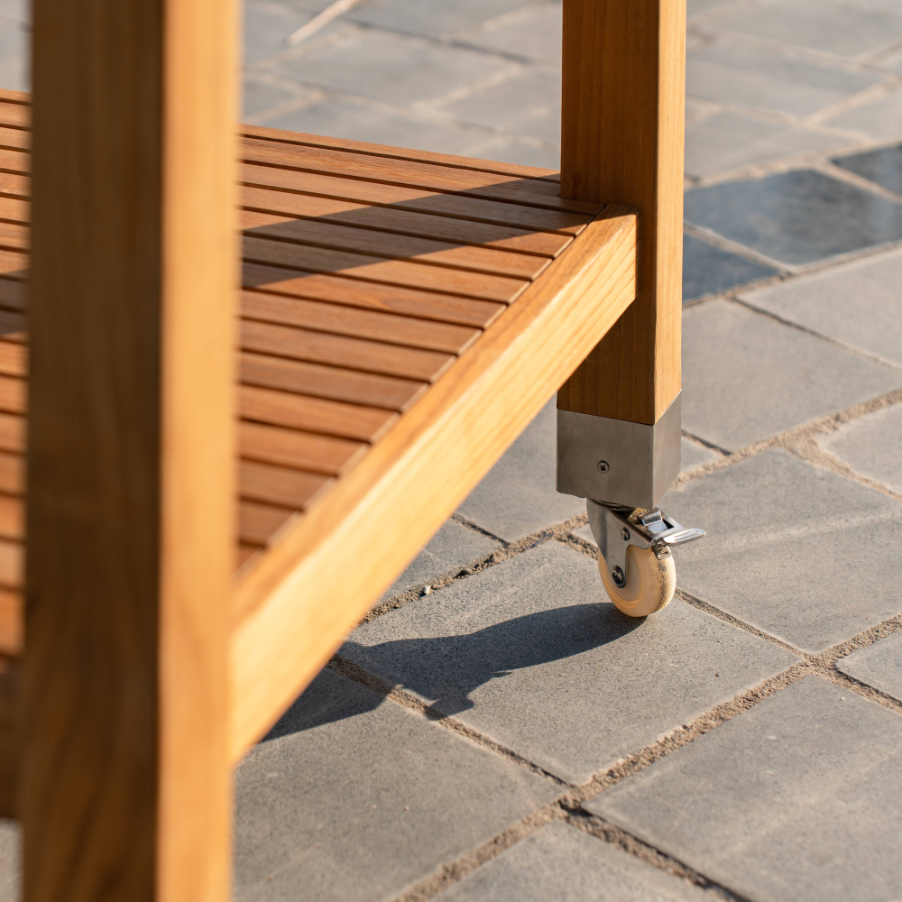 Ageröd huggblock i teak med ändträ - Stockamöllan  - 4