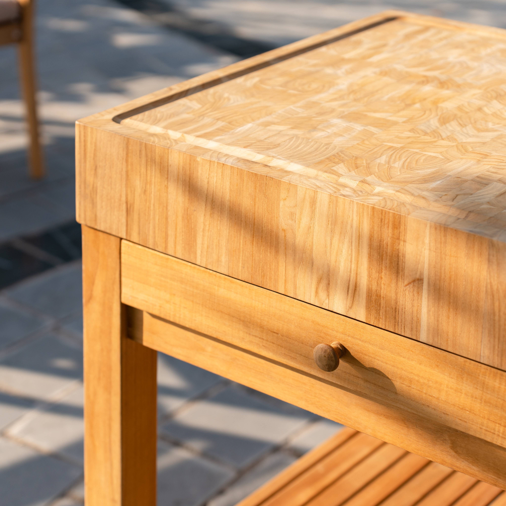 Ageröd huggblock i teak med ändträ - Stockamöllan  - 5