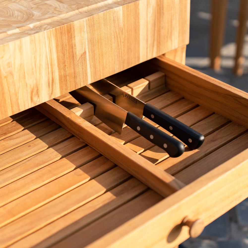 Ageröd huggblock i teak med ändträ - Stockamöllan  - 3