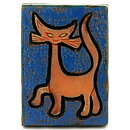 Lars Bergsten (1960s) Rectangular Wall Plaque with Cat Motif 16 cm