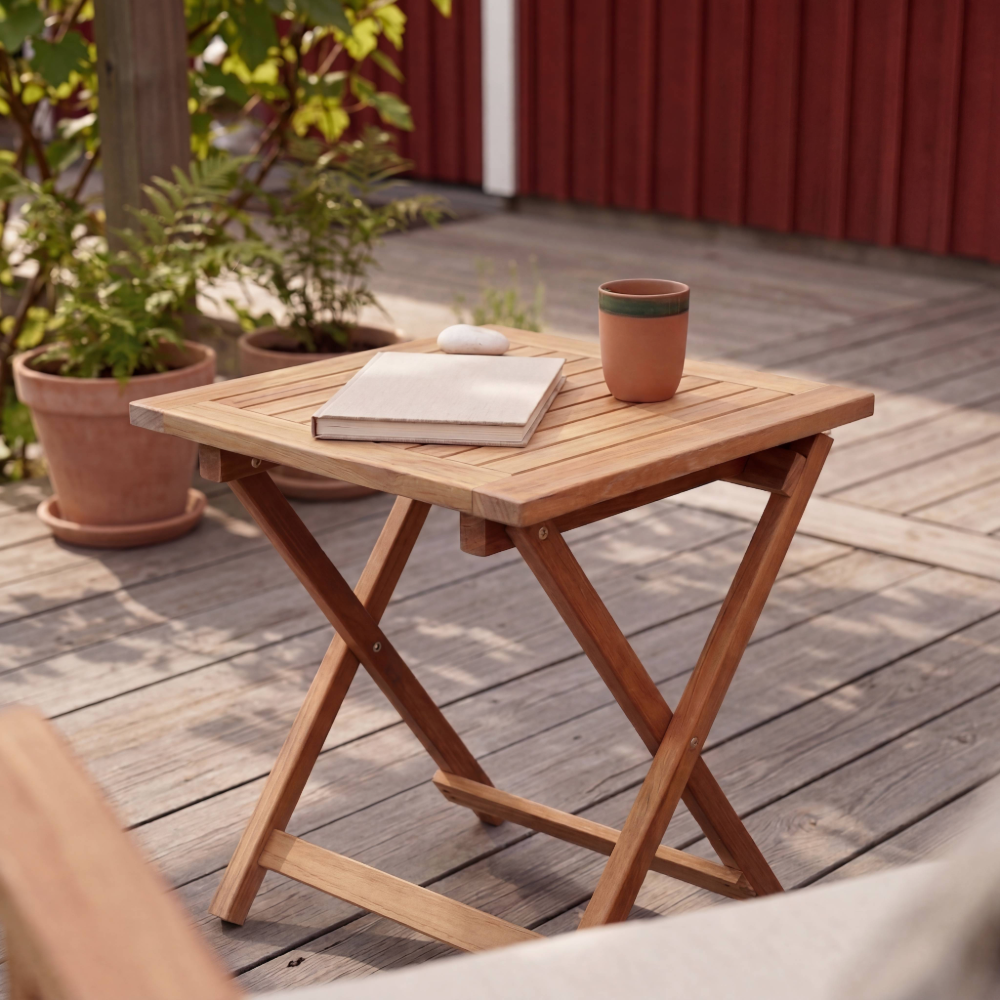 Hanö Fyrkantigt hopfällbart sidobord i Teak - Stockamöllan  - 2
