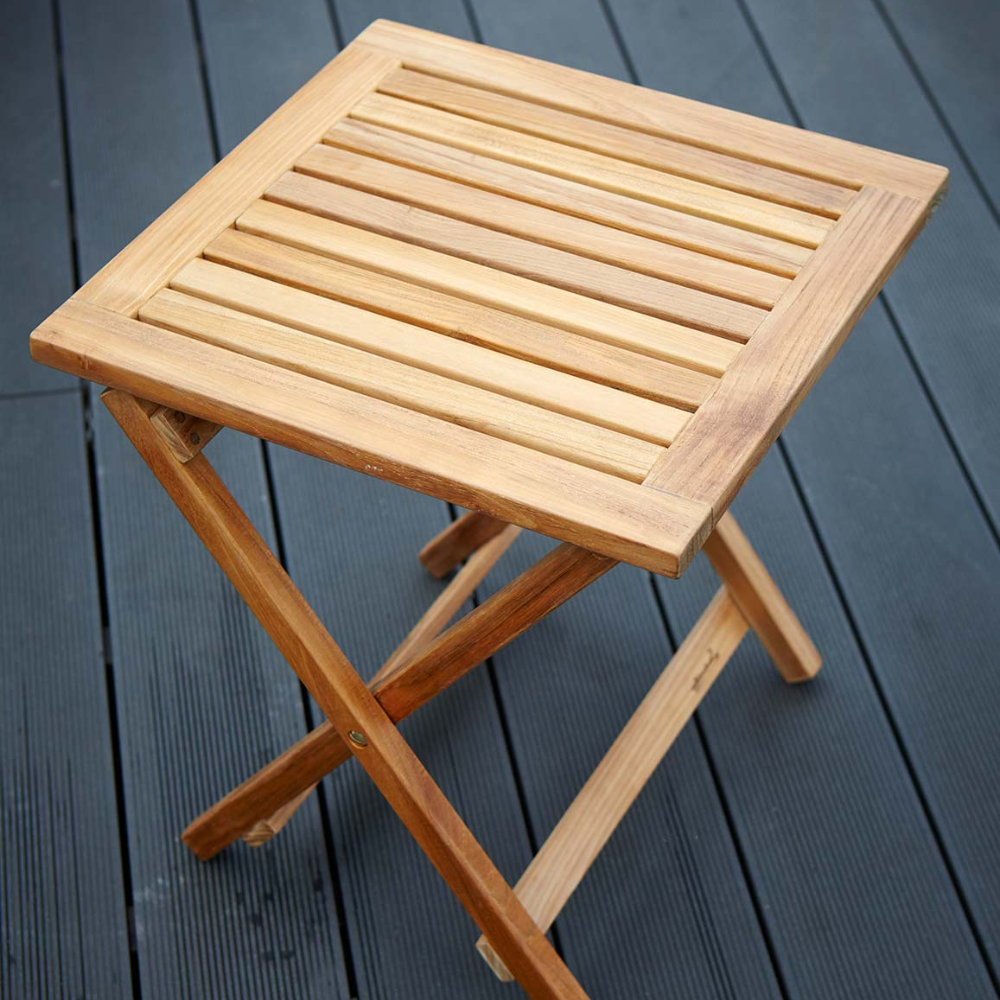 Hanö Fyrkantigt hopfällbart sidobord i Teak - Stockamöllan  - 4