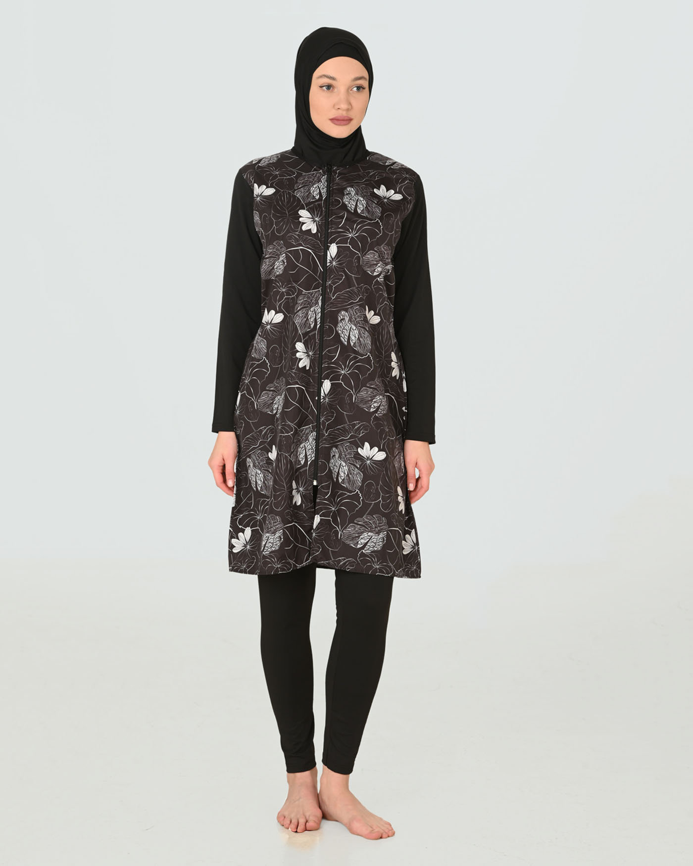 Muslim Swimsuit with hijab - Dark Gray - 4