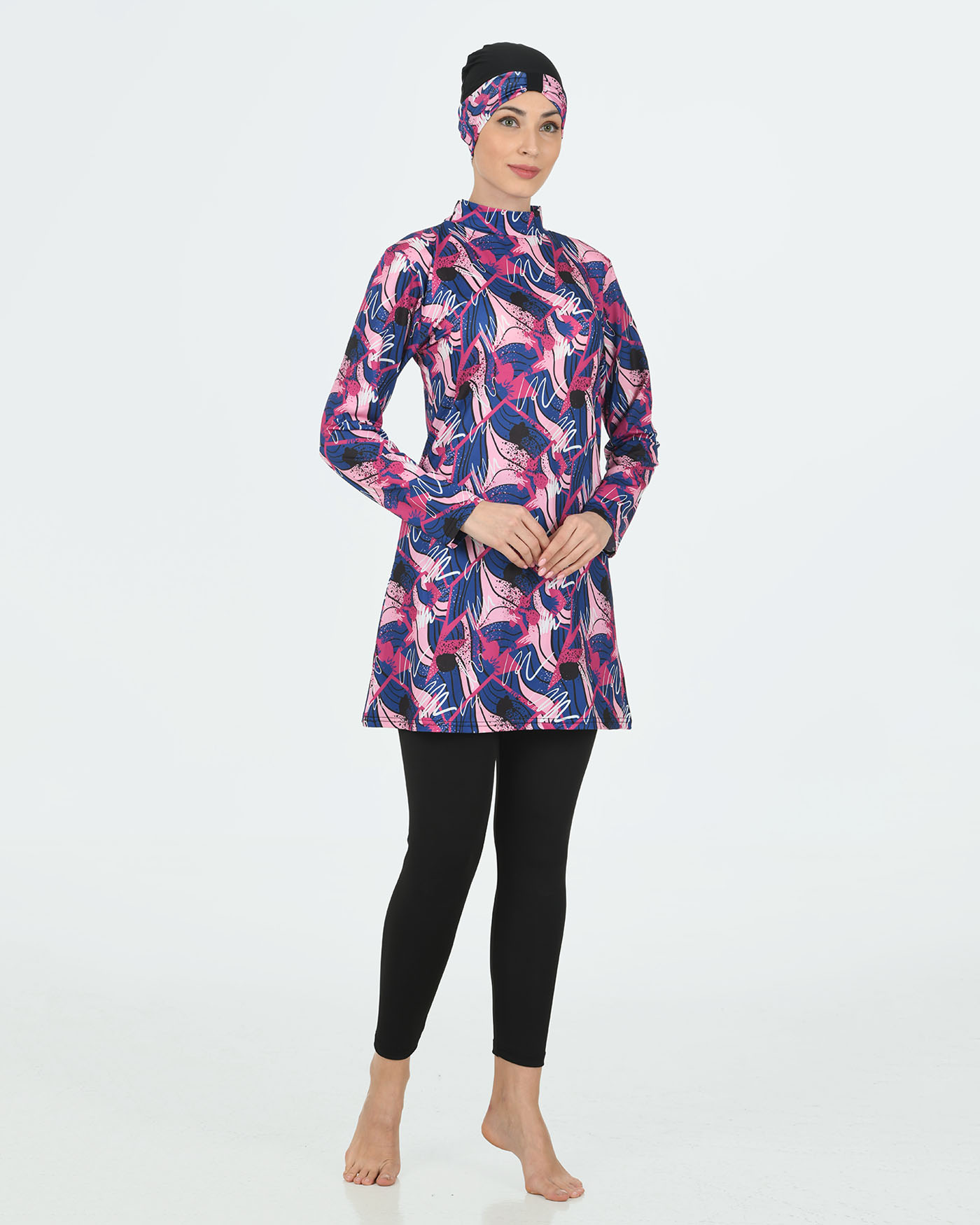 Muslim Swimsuit with hijab - Fuchsia - 2