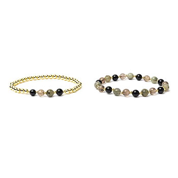 Armband antracit, blandade ädelstenar med hematit