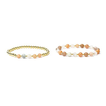 Armband pastell, blandade ädelstenar med hematit