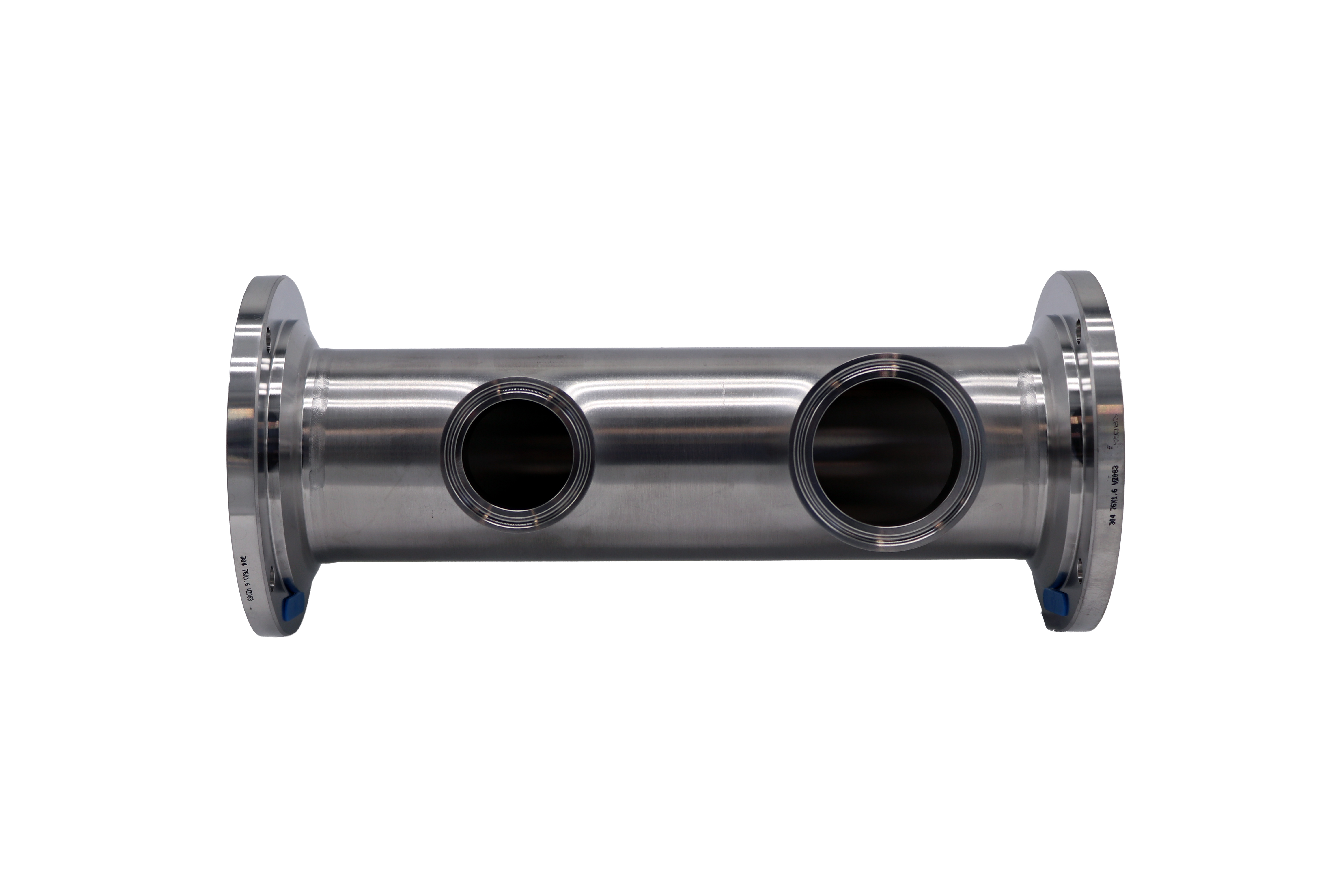 Ø76 mm (3") mellanstycke med I-flänsar och 2 x Ø51 mm Lely mjölkledningsanslutningar
