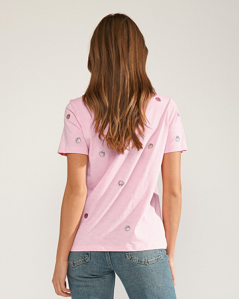 Topp Shellpa rosa med broderade snäckskal
