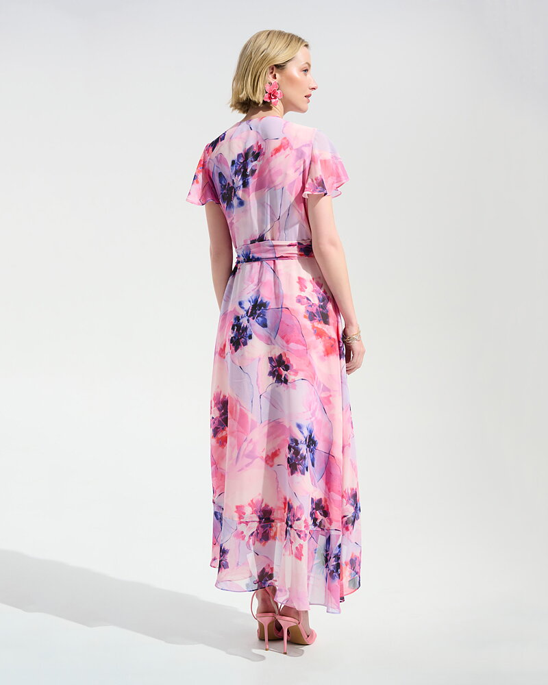Klänning omlott med strassring rosa/lila/korall