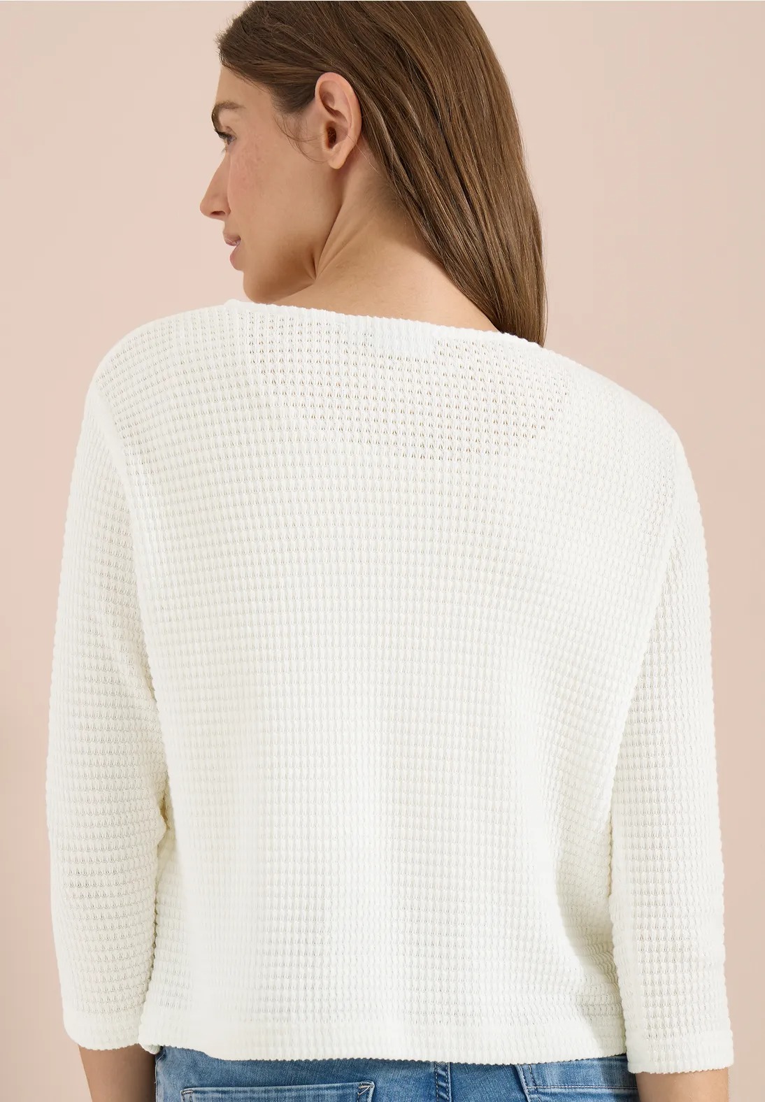 TOS Ajour Knit OPen Jacket - Vanilla White - Cecil