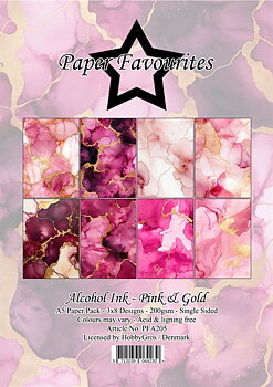 Paper Favourites Alcohol ink Pink and Gold A5 Paper Pack 