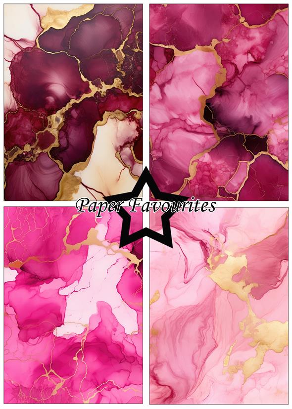 Paper Favourites Alcohol ink Pink and Gold A5 Paper Pack  - 3