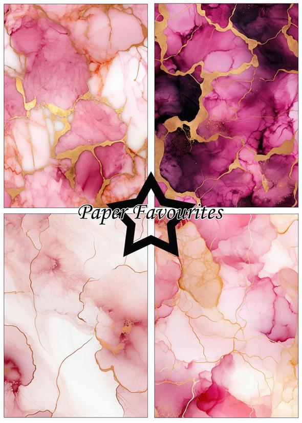 Paper Favourites Alcohol ink Pink and Gold A5 Paper Pack  - 2