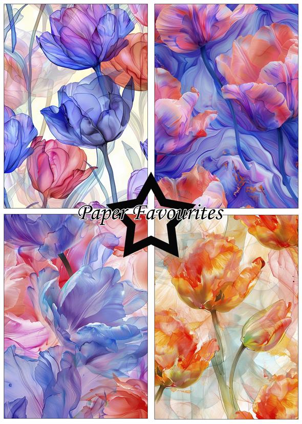 Paper Favourites Alcohol ink - Tulips A5 Paper Pack  - 2