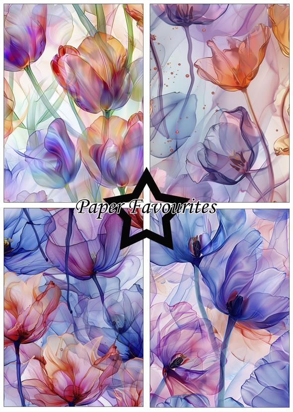 Paper Favourites Alcohol ink - Tulips A5 Paper Pack  - 3