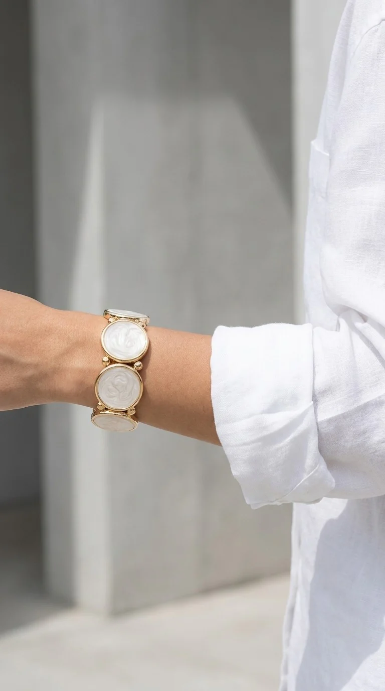 BOW19 Ava Pearl Elastic Bracelet White - 2