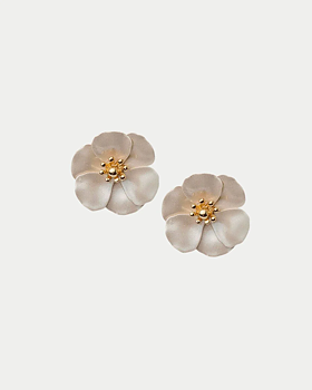 BOW19 Flower Small Earrings Pearl Beige