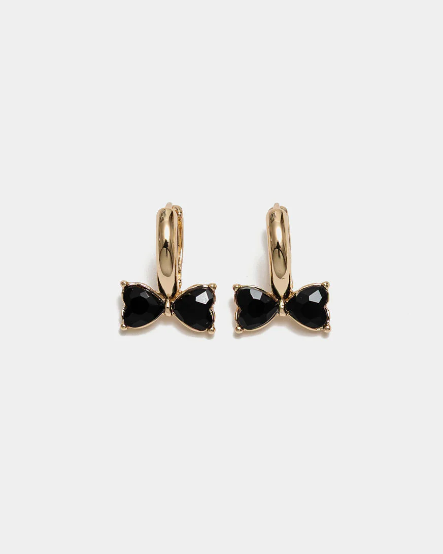 BOW19 Bow Earrings CZ Black - 2