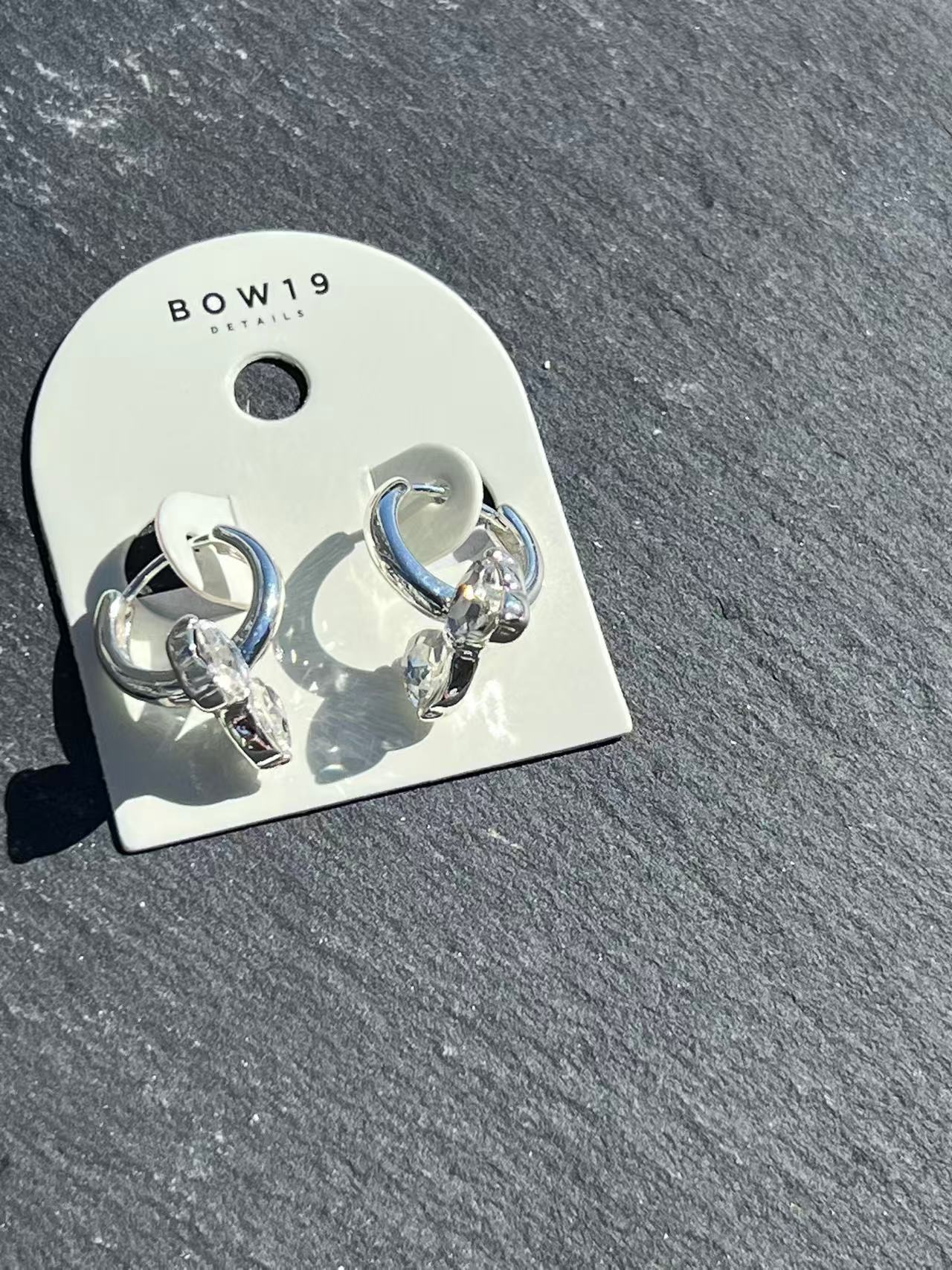 BOW19 Bow Earrings CZ Clear - 2