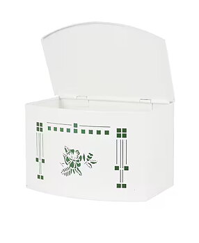 Vägglåda med lock vit emalj grön jugend lantlig stil Gårdsromantik