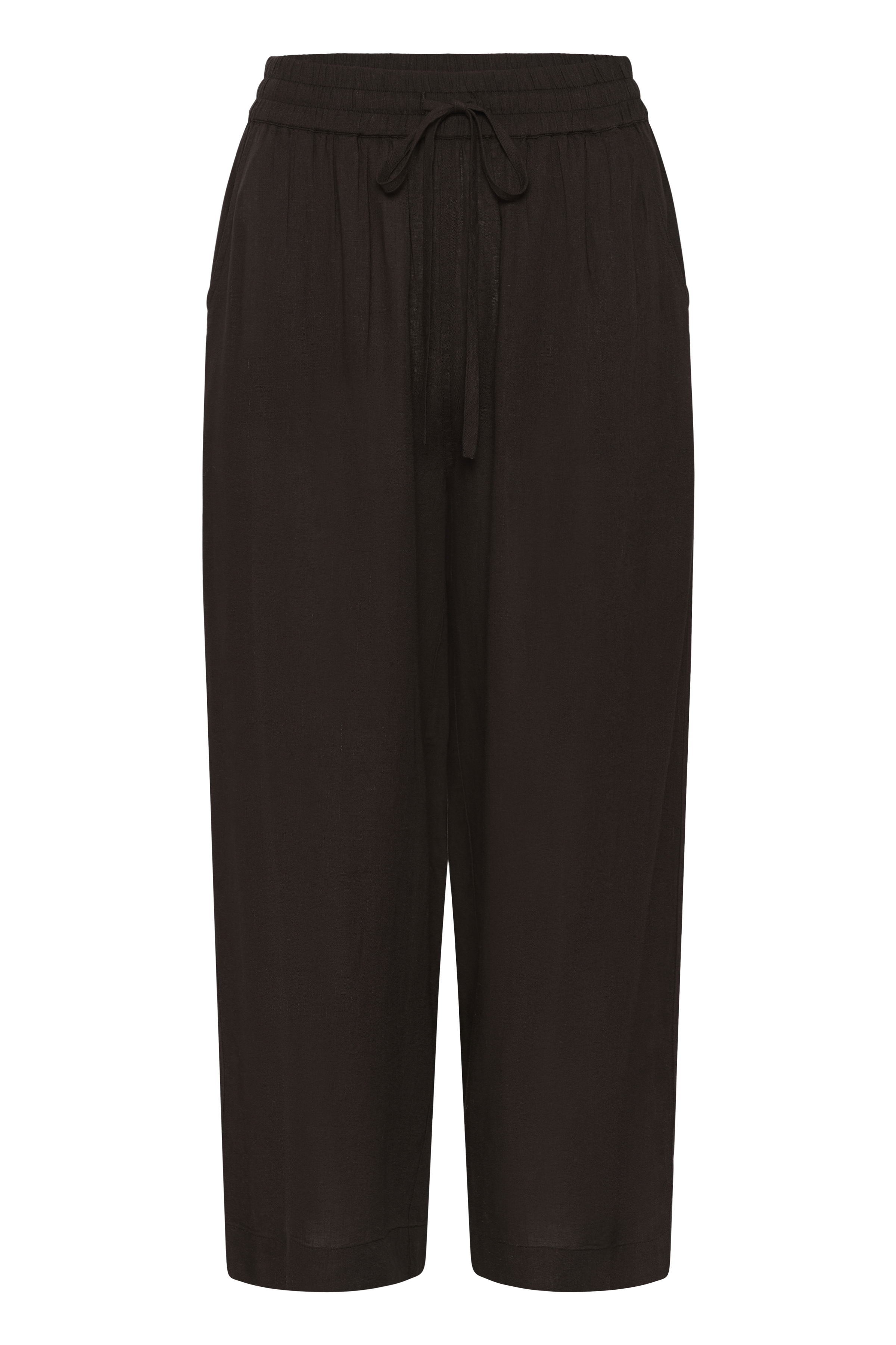 KAmilia Cropped Wide Pants Black Coffe  Brun Vid linnebyxa - 5