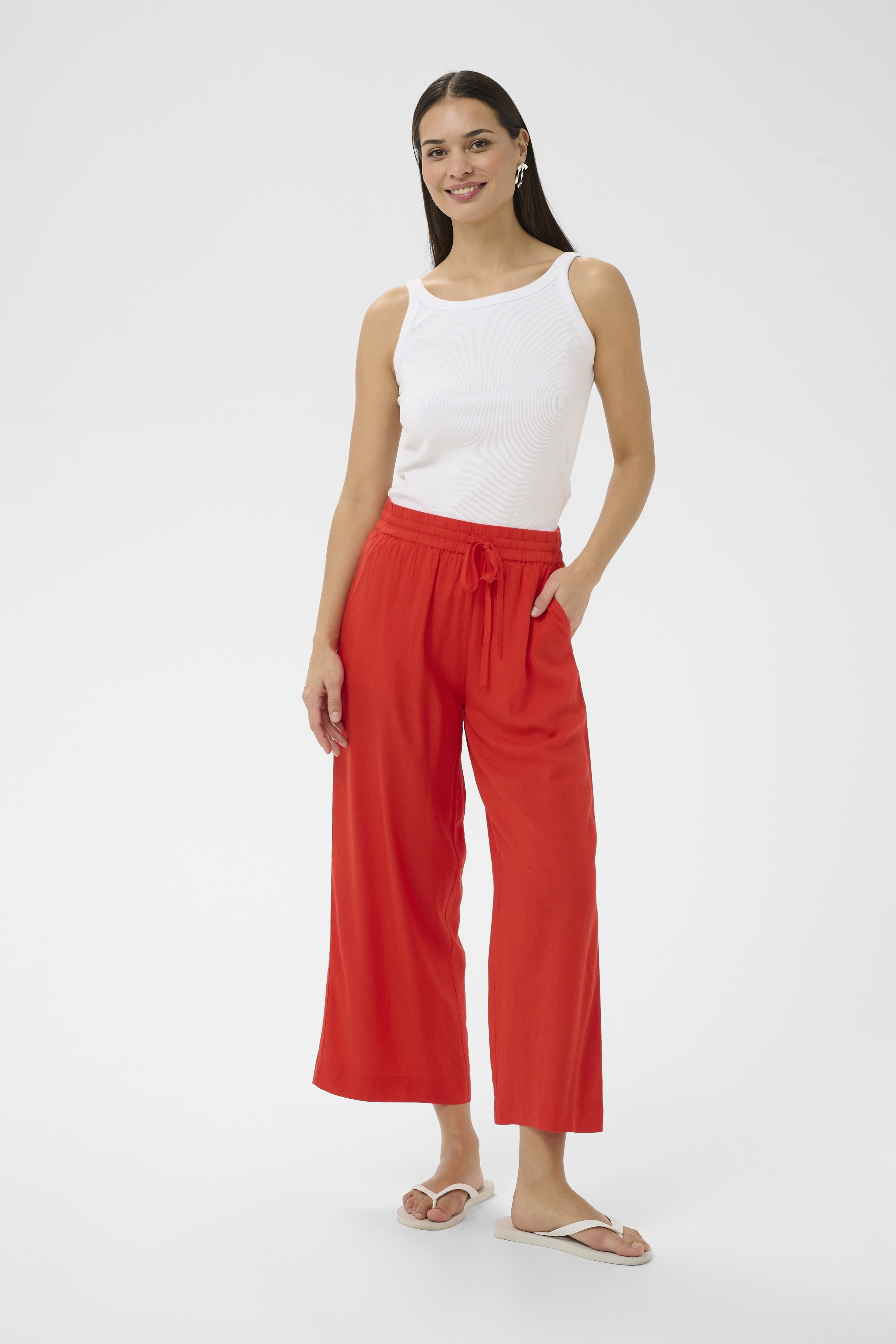KAmilia Cropped Wide Pants Poppy Red Röd  Vid linnebyxa - 5