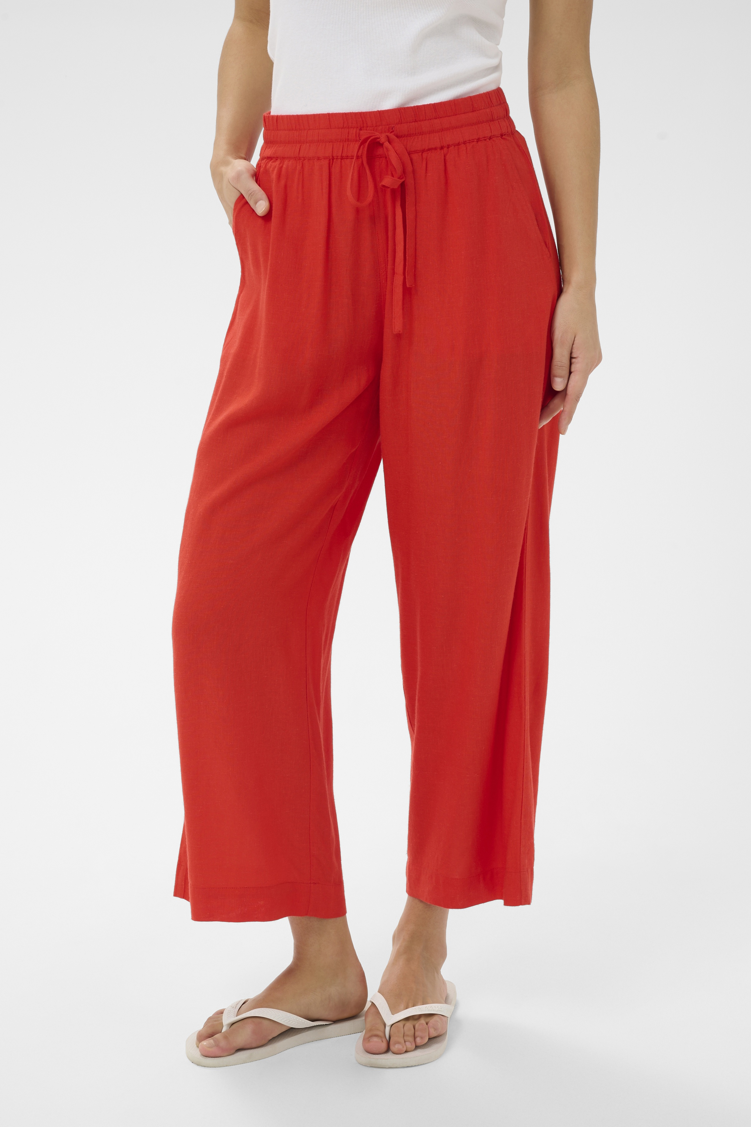 KAmilia Cropped Wide Pants Poppy Red Röd  Vid linnebyxa