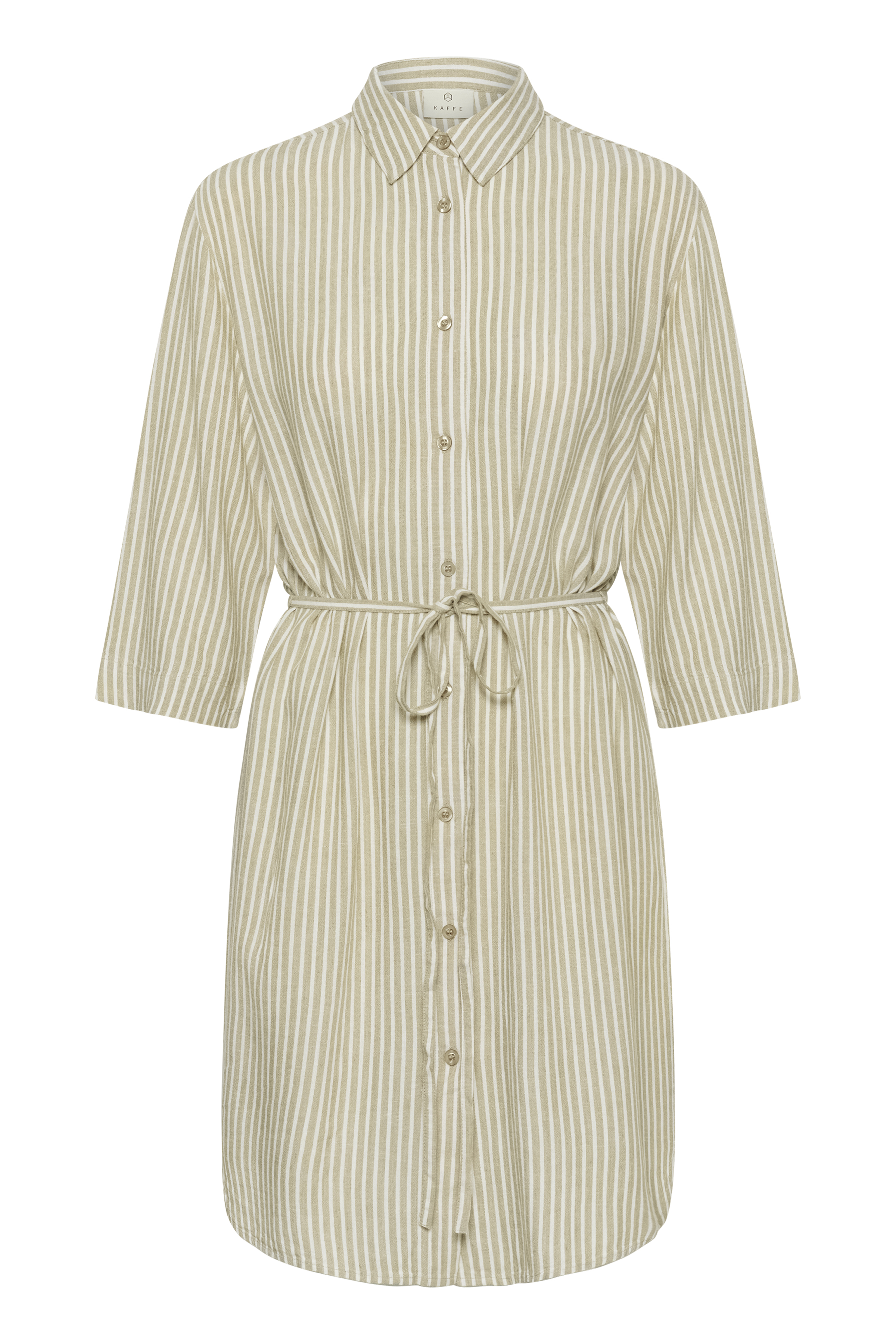 KAmilia Short Shirt Dress Chinchilla/ Chalk stripe Randig Skjortklänning - 6