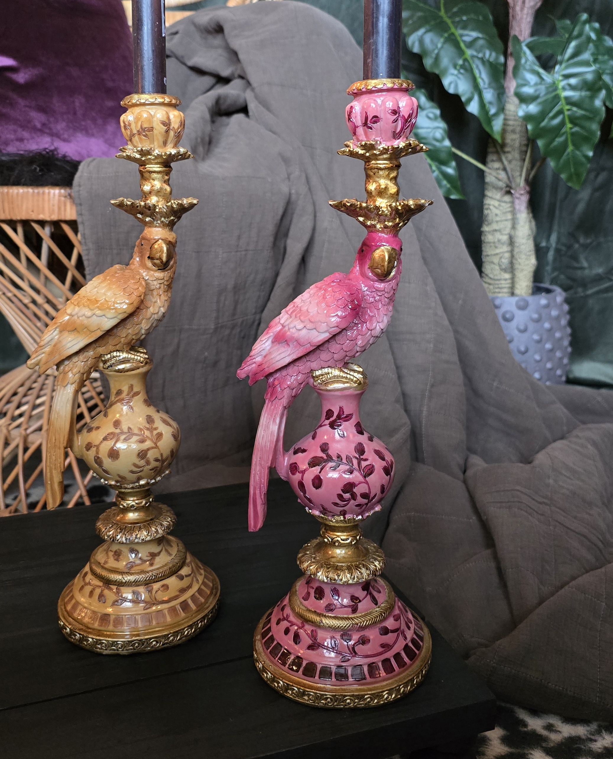 Ljusstake - Pink/Plum Parrot 40cm