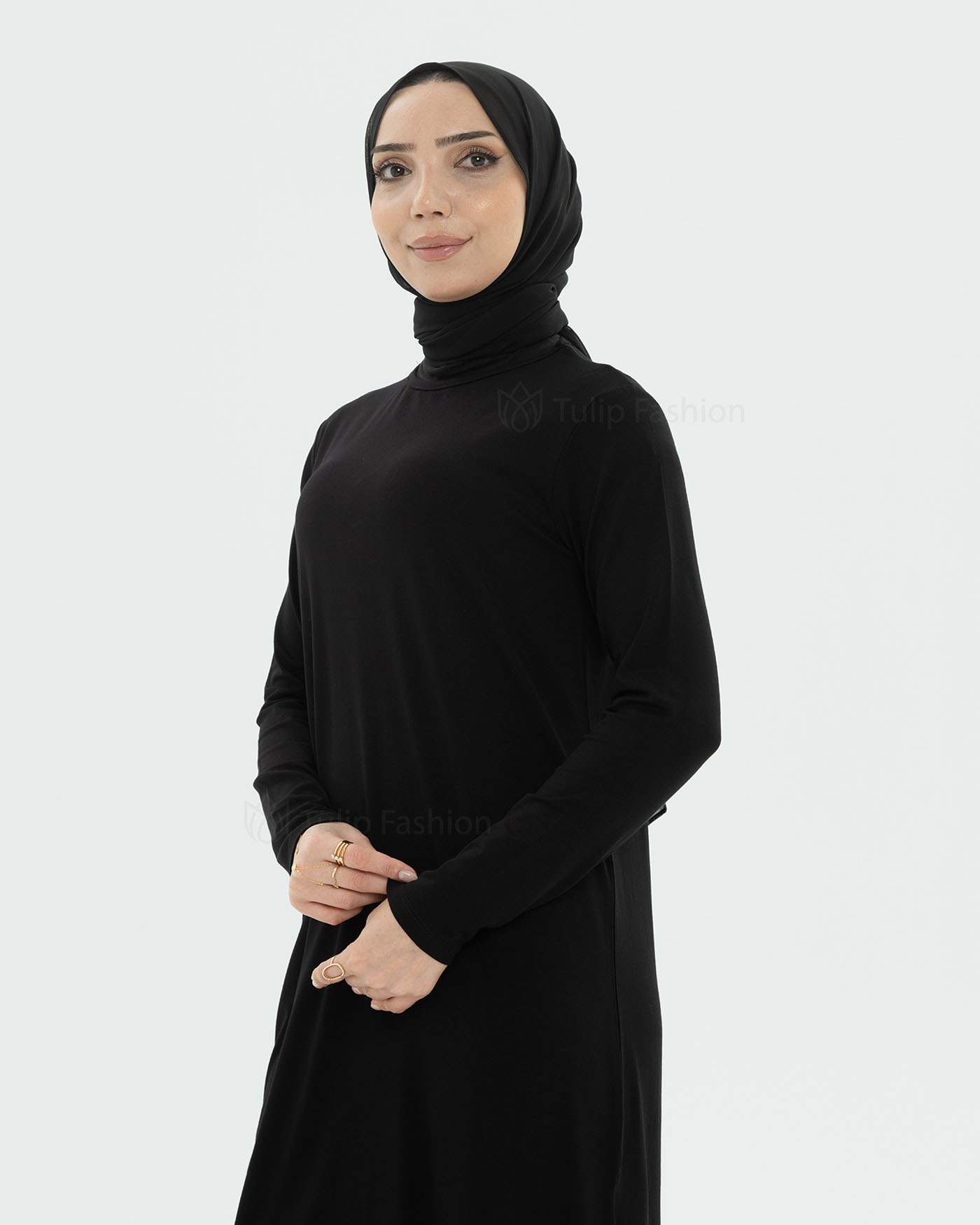 Jersey Dress Basic - Black - 5