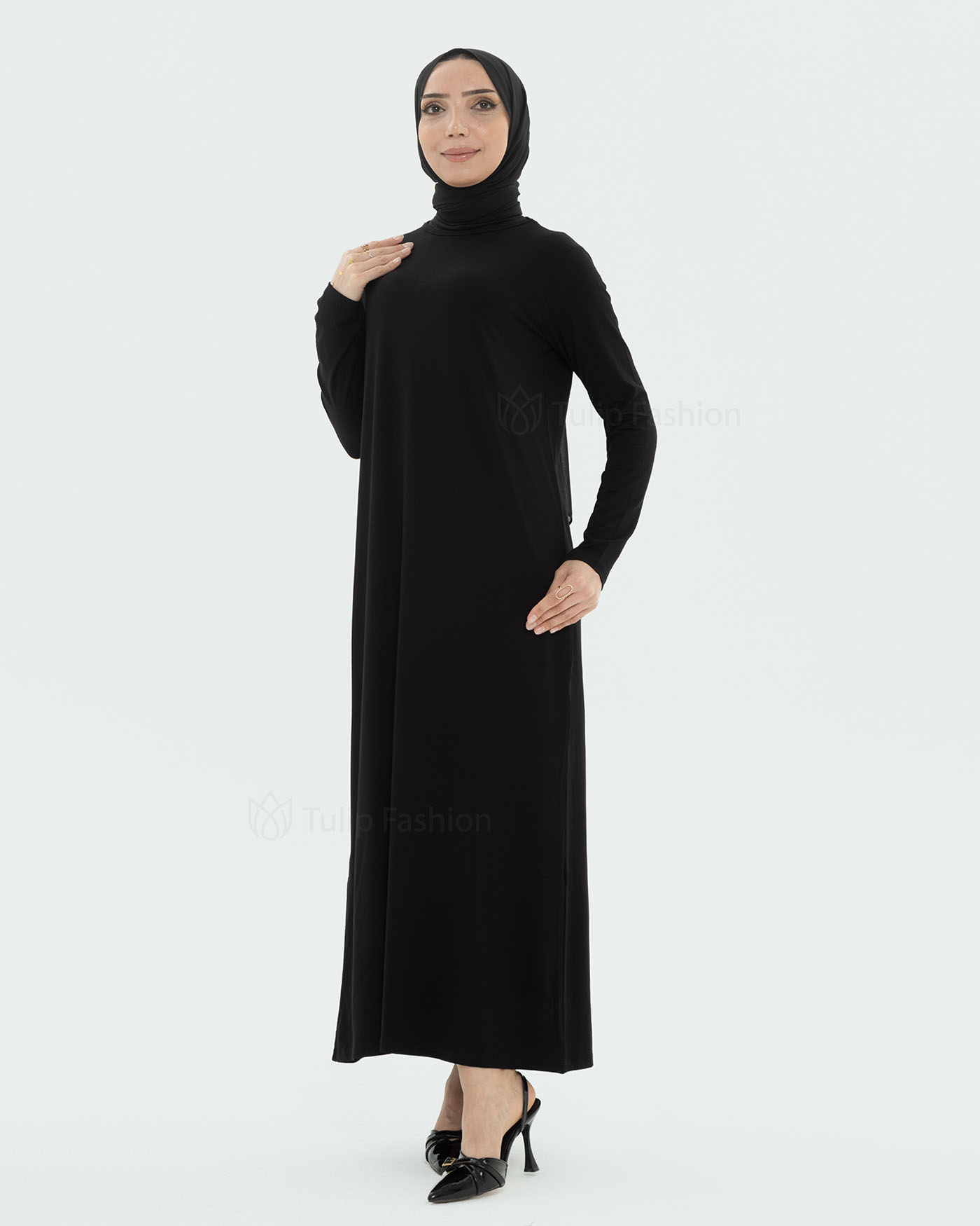 Jersey Dress Basic - Black - 3