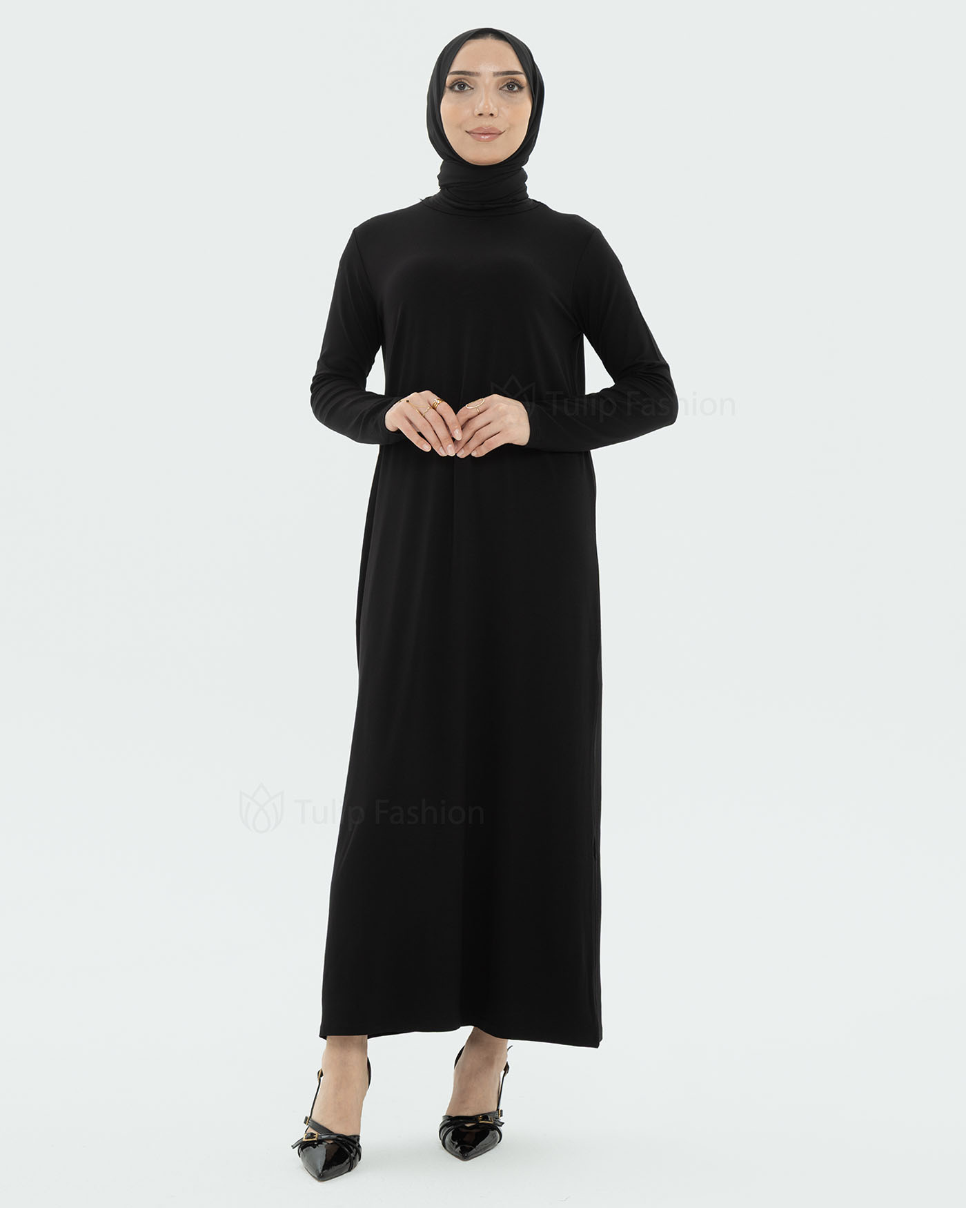 Jersey Dress Basic - Black - 2